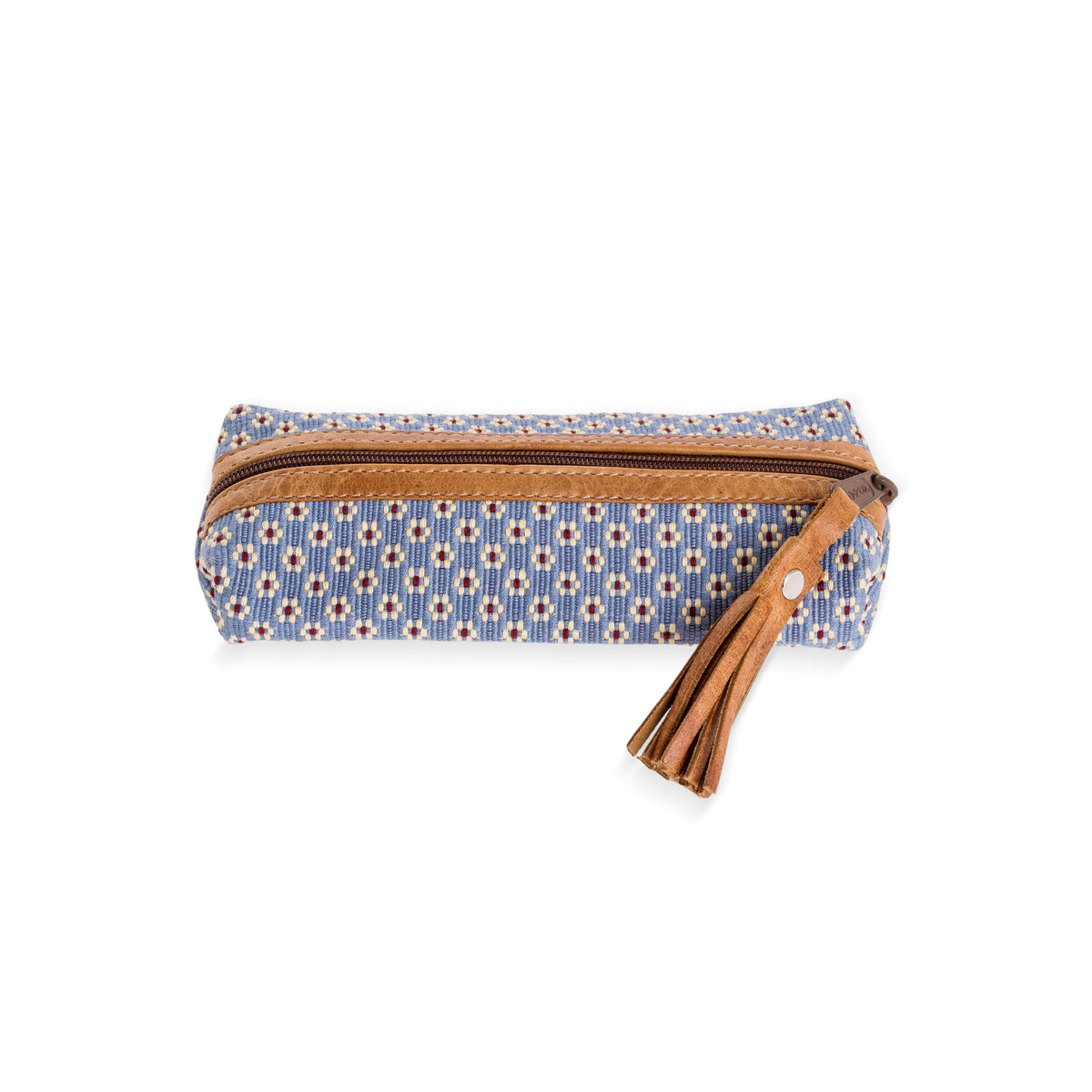 Blue Floral Pencil Case - Handcrafted by Guatemalan Artisans