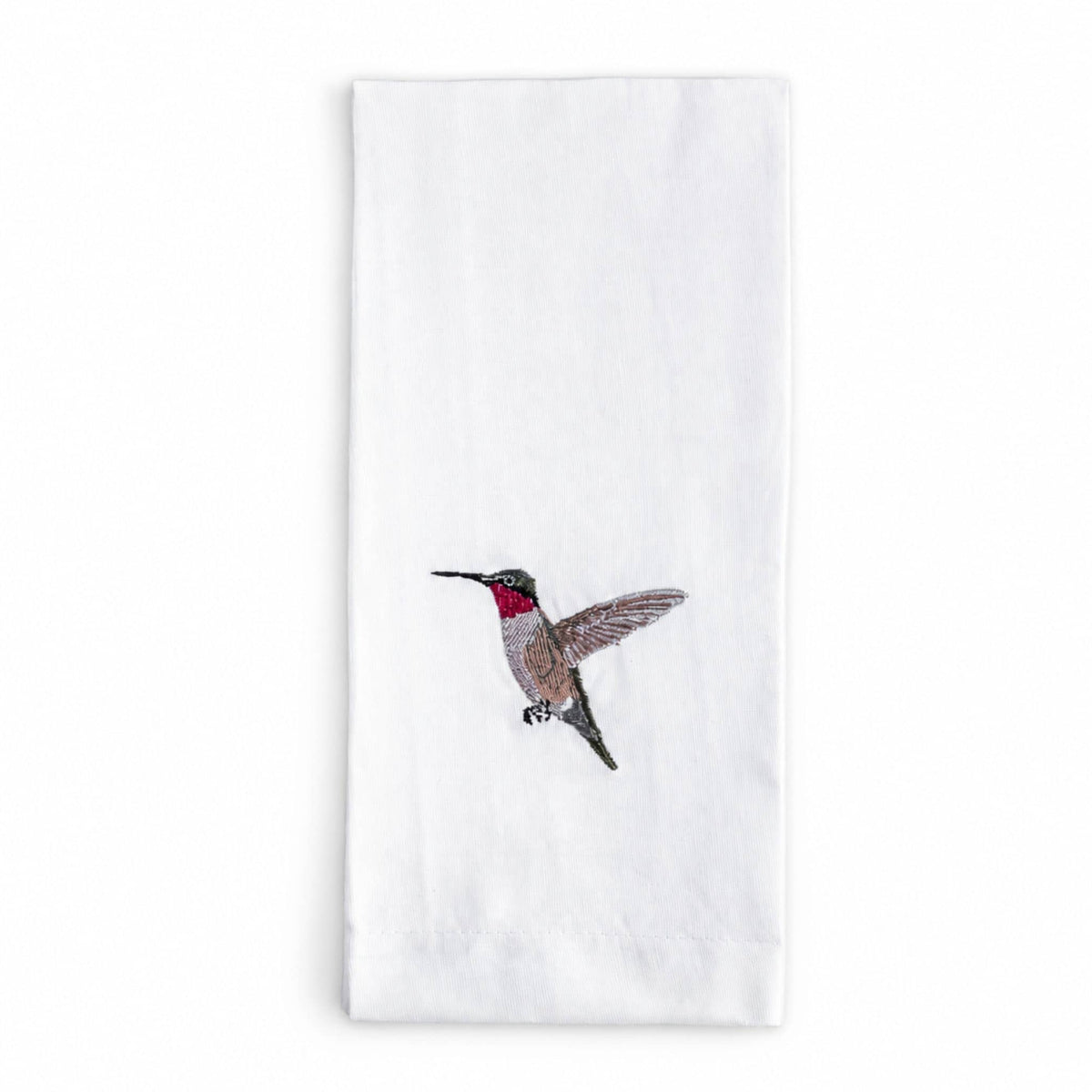 Bird Embroidered Tea Towel, Humming Bird