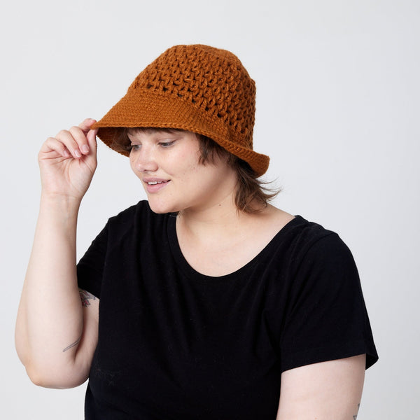 Camel hat on model