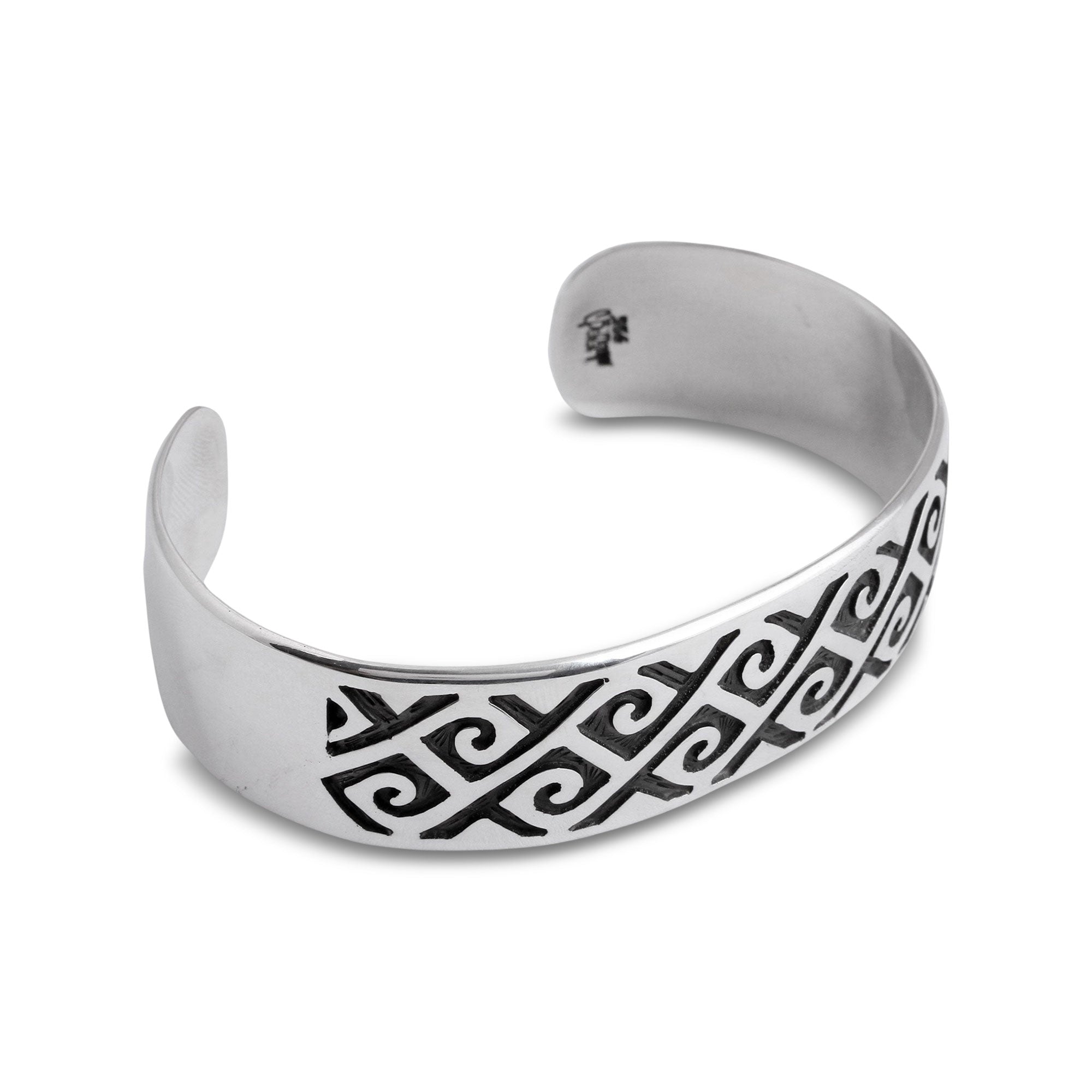Dark Curls - Curl Pattern Sterling Silver Cuff Bracelet from Mexico