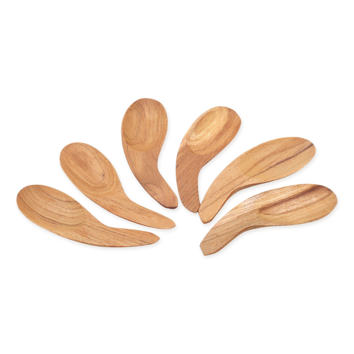 Curved Teak Wood Scoops from Bali (Set of 6) for a Stylish Meal