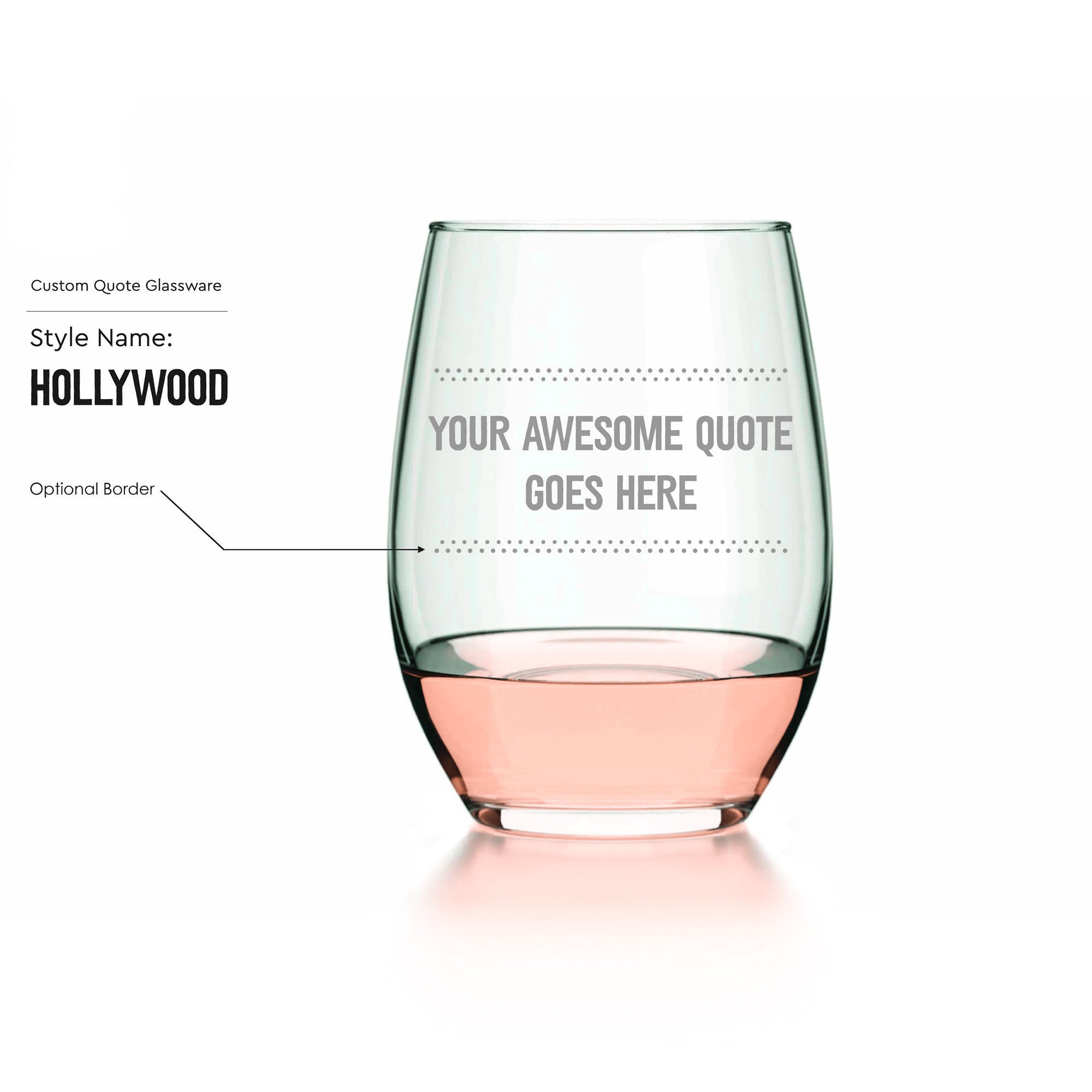 Customizable Stemless Wine Glasses with Optional Borders