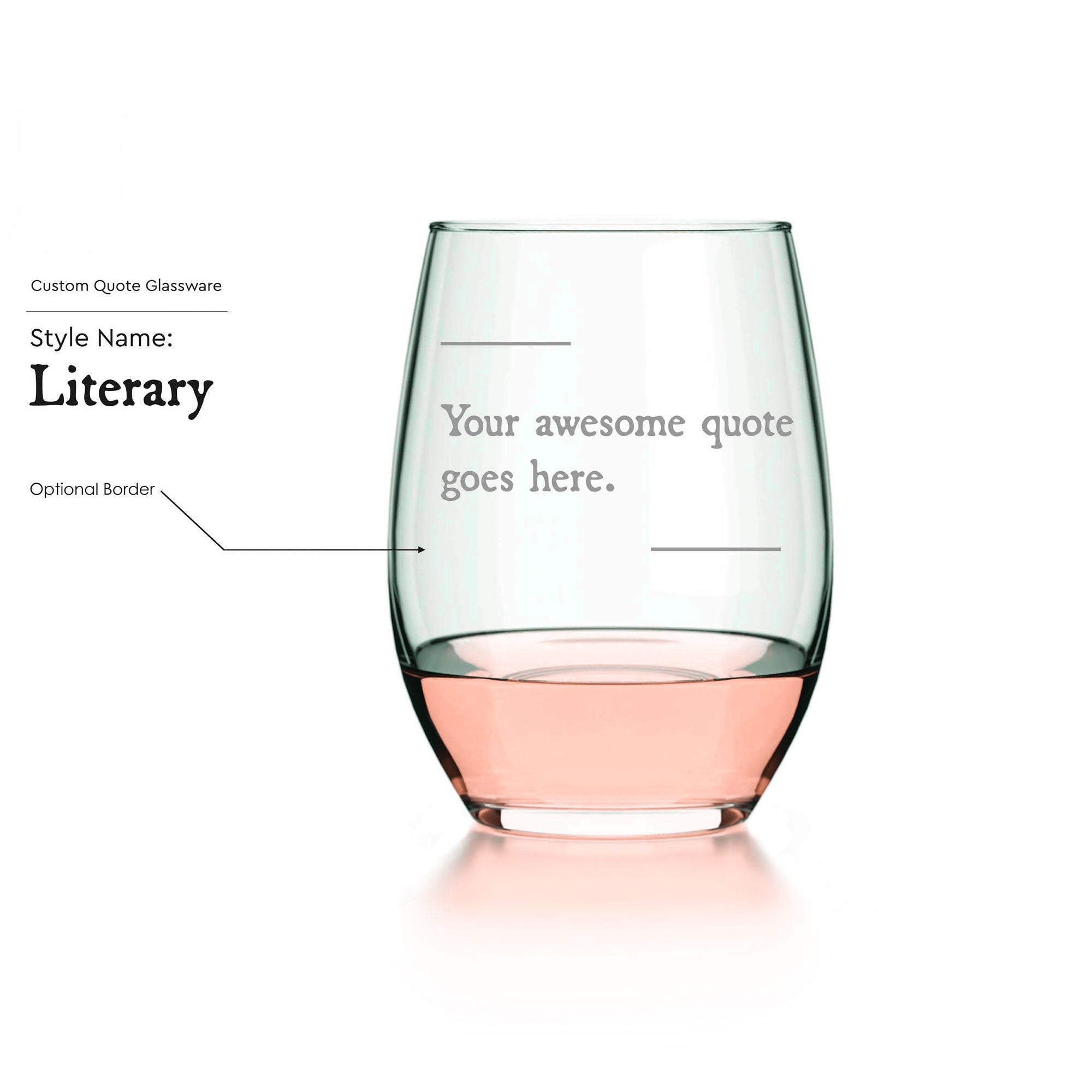Customizable Stemless Wine Glasses with Optional Borders