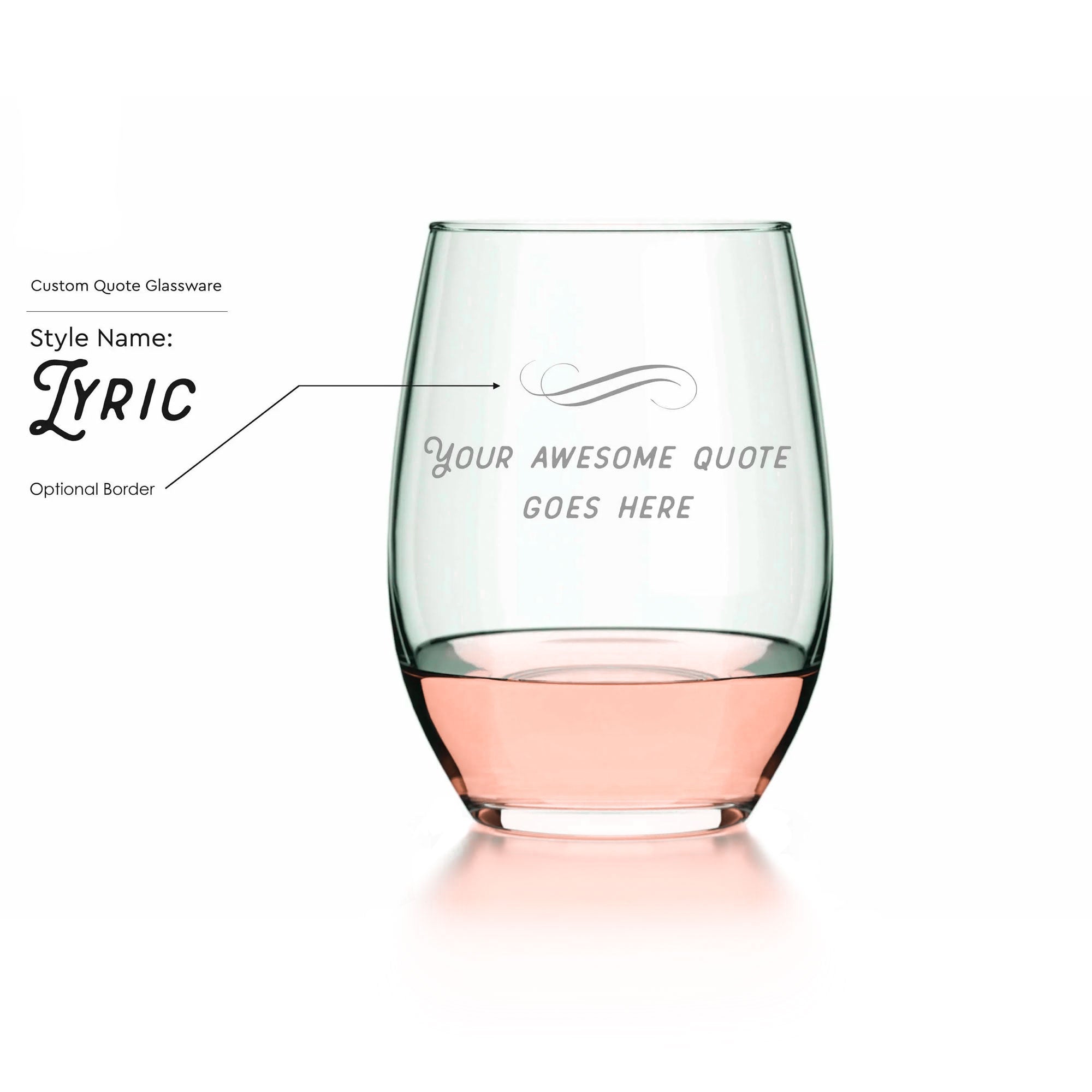 Customizable Stemless Wine Glasses with Optional Borders
