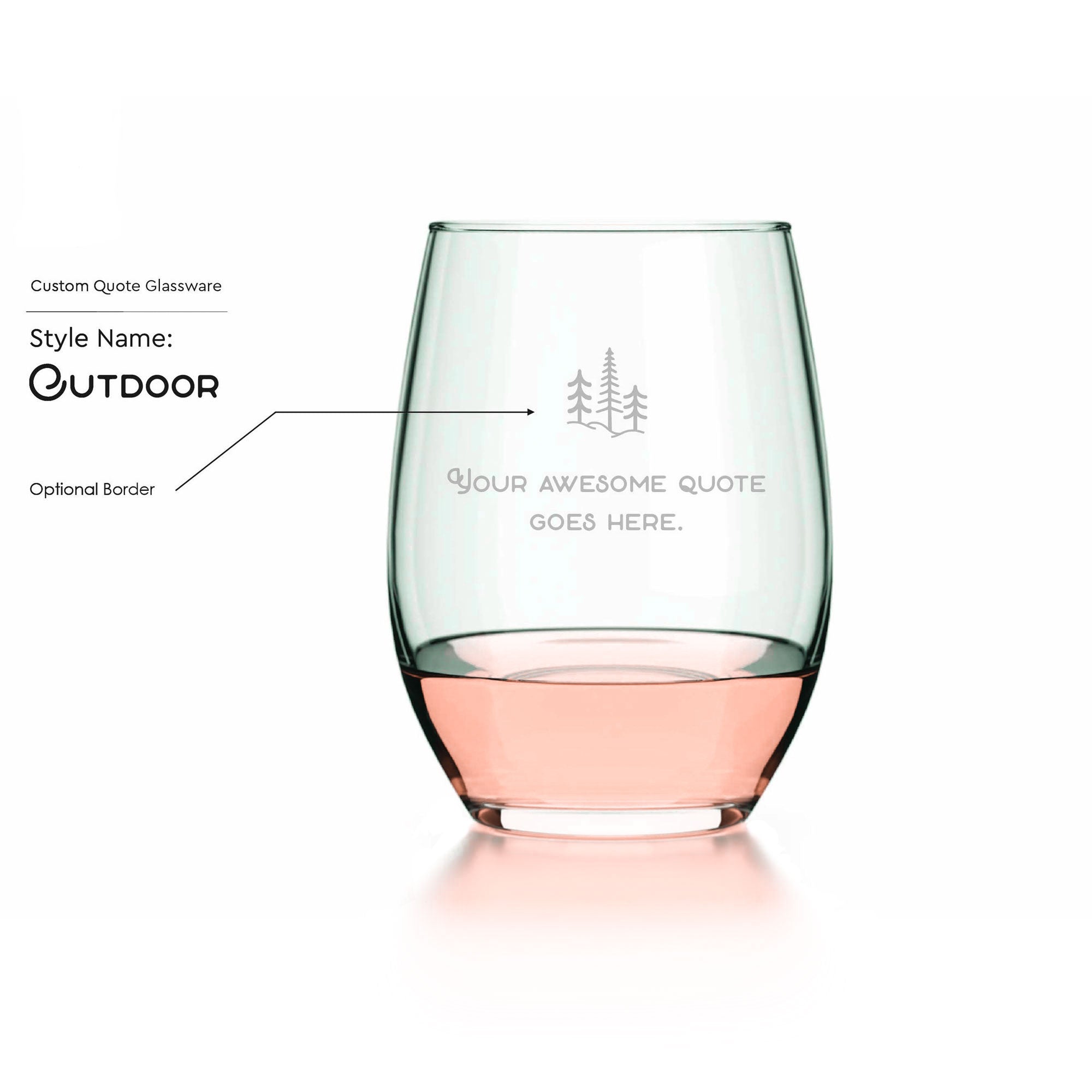 Customizable Stemless Wine Glasses with Optional Borders