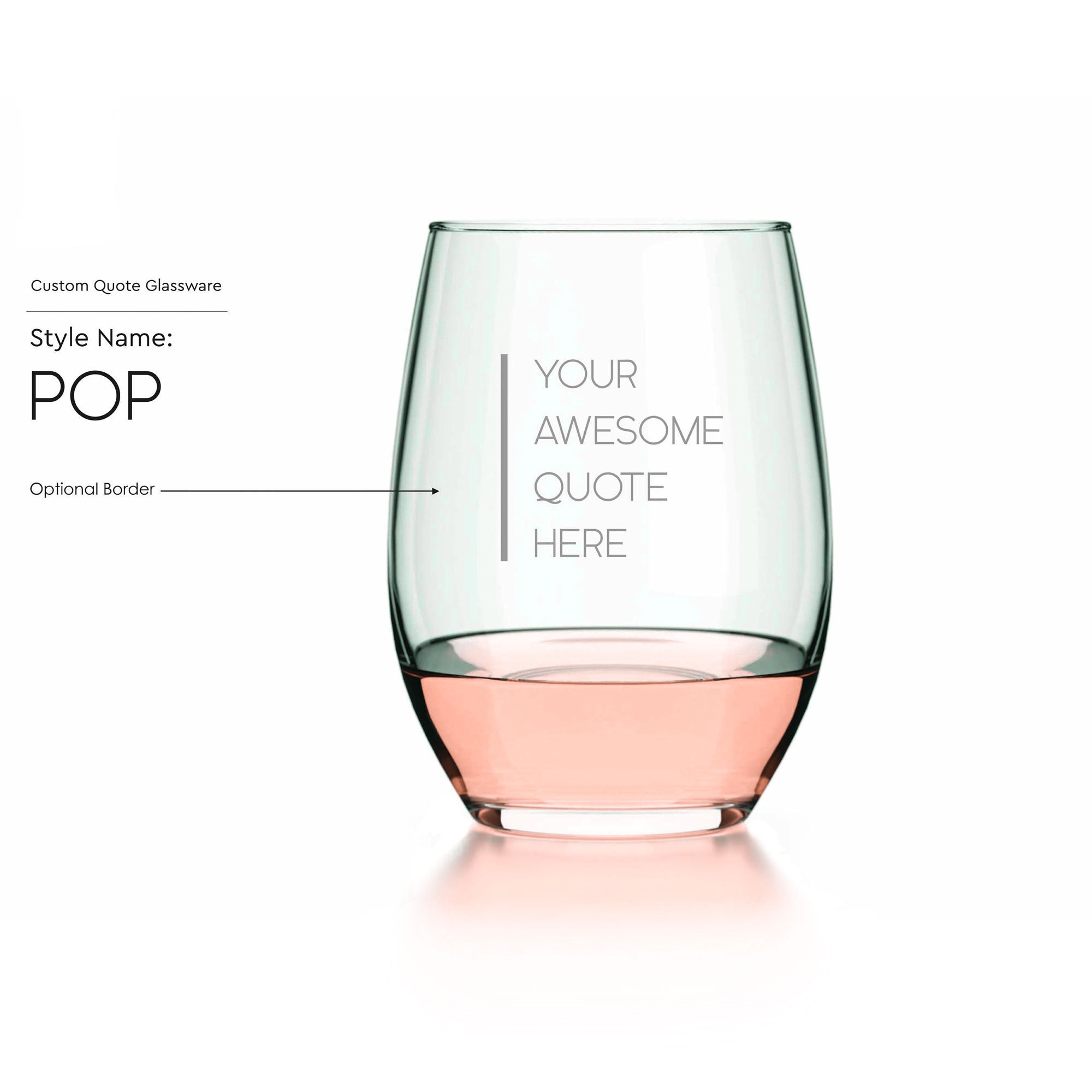 Customizable Stemless Wine Glasses with Optional Borders