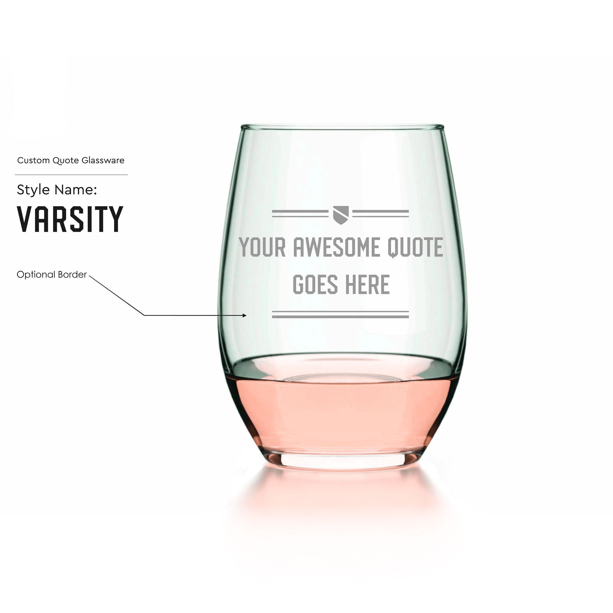 Customizable Stemless Wine Glasses with Optional Borders