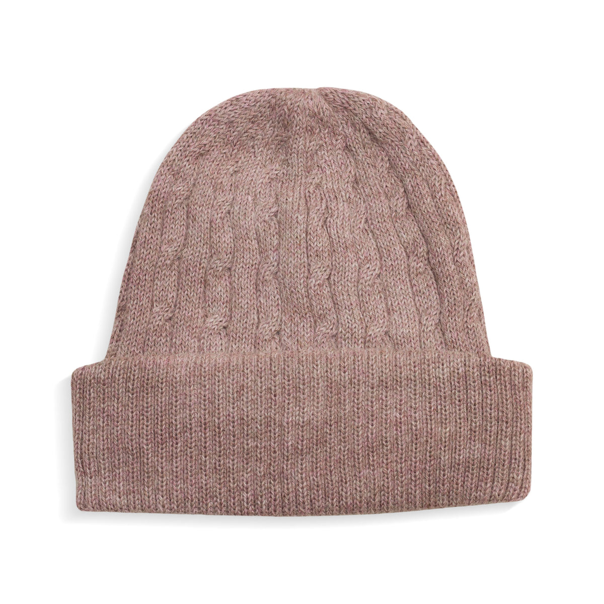 Dusty Rose Pink 100% Alpaca Soft Cable Knit Hat from Peru - Comfy in Pink