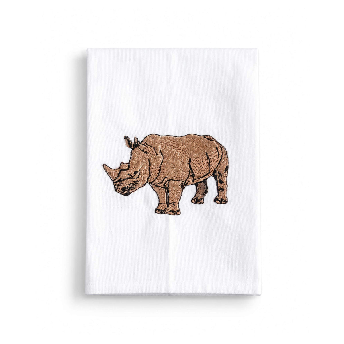 African Wildlife Embroidered Napkin Set, Rhino