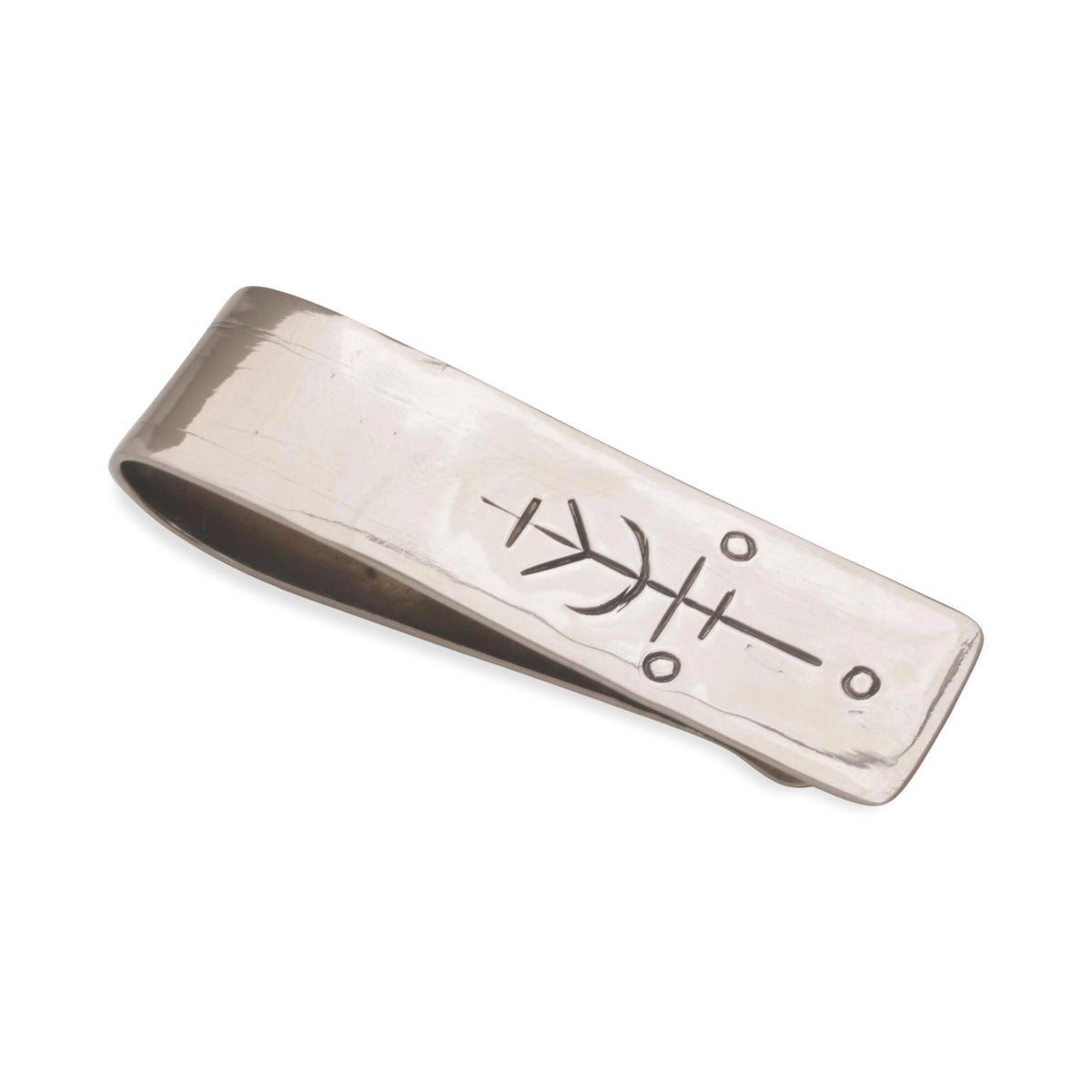 Crafted with 'Luck Will Follow Me' Sigil - Engraved Stainless Steel Money Clip from Indonesia