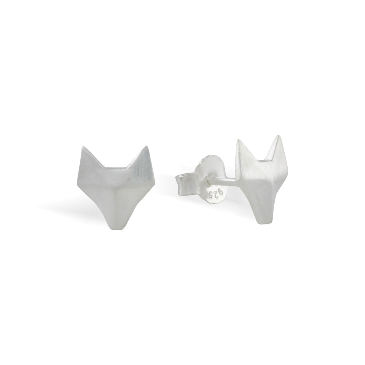 Geometric Fox Sterling Silver Stud Earrings from Thailand for Fox Lovers