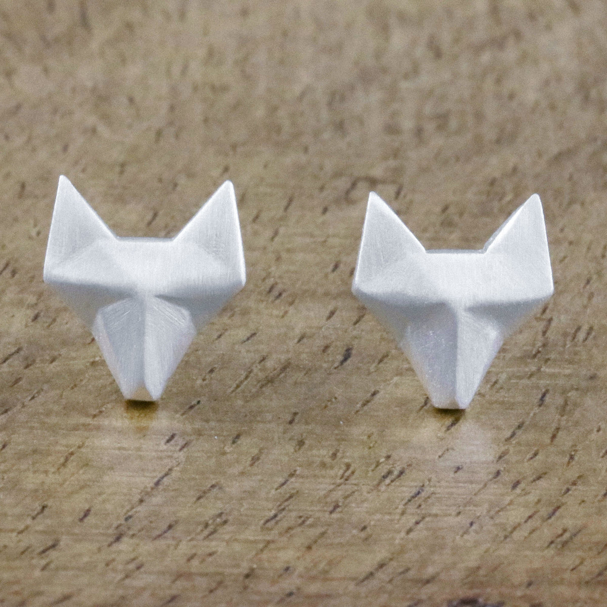 Geometric Fox Sterling Silver Stud Earrings from Thailand for Fox Lovers