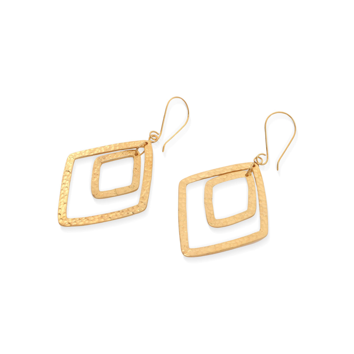 Party Guest- a Gold-Plated Dangle Earrings with Hammered Finish