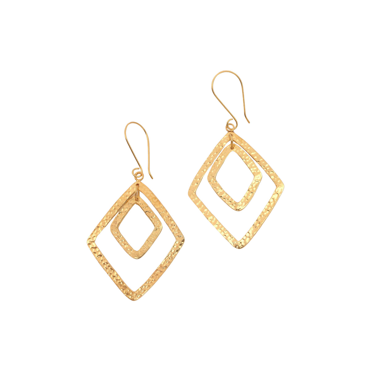 Party Guest- a Gold-Plated Dangle Earrings with Hammered Finish