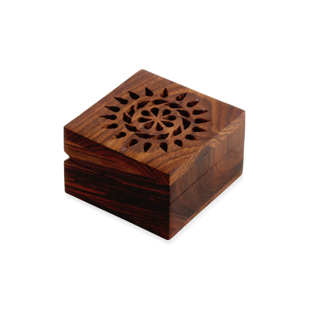 Glorious Flower - a Hand Carved Decorative Mango Wood Box from India