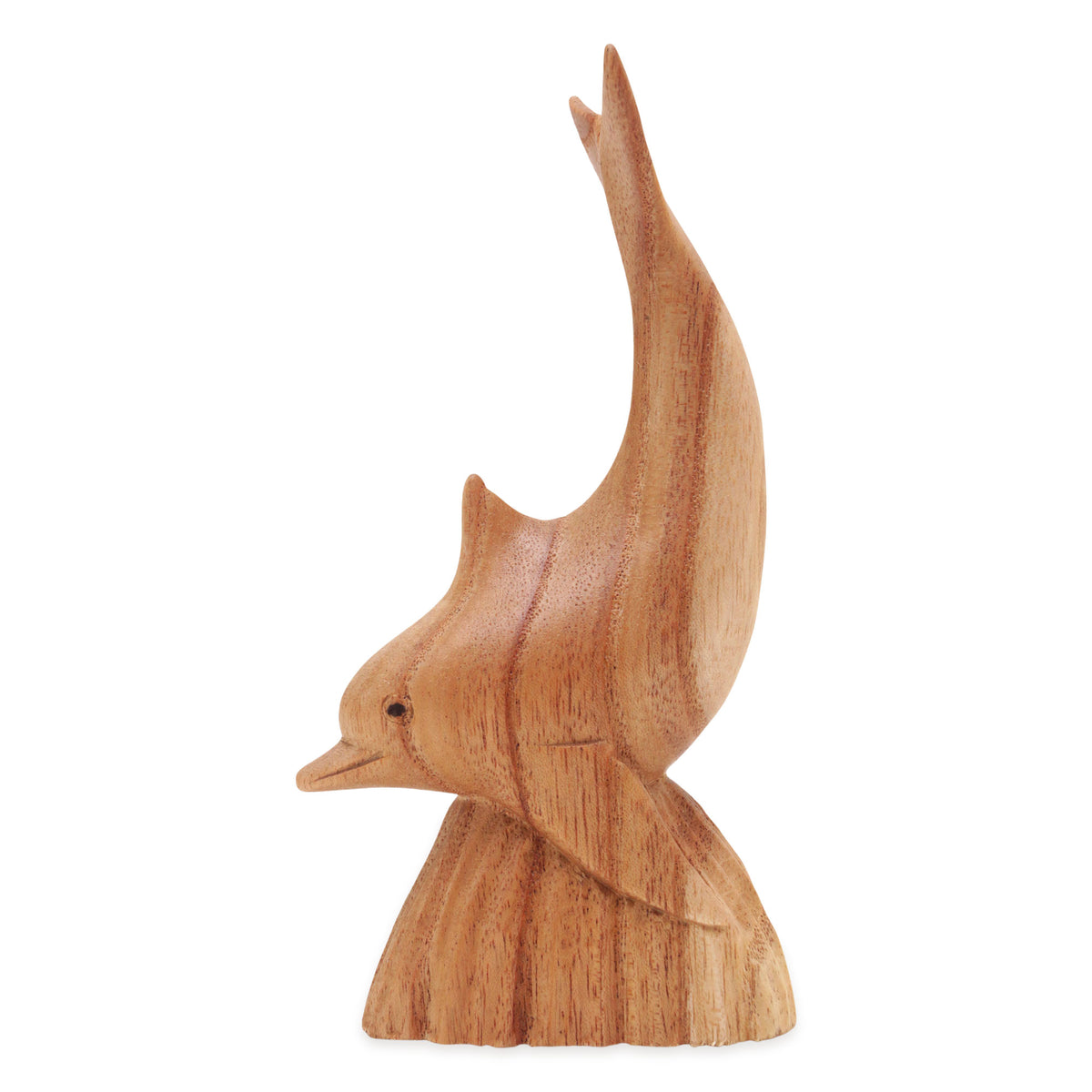 Hand-Carved Jempinis Wood Dolphin Statuette from Bali - Sea Guide