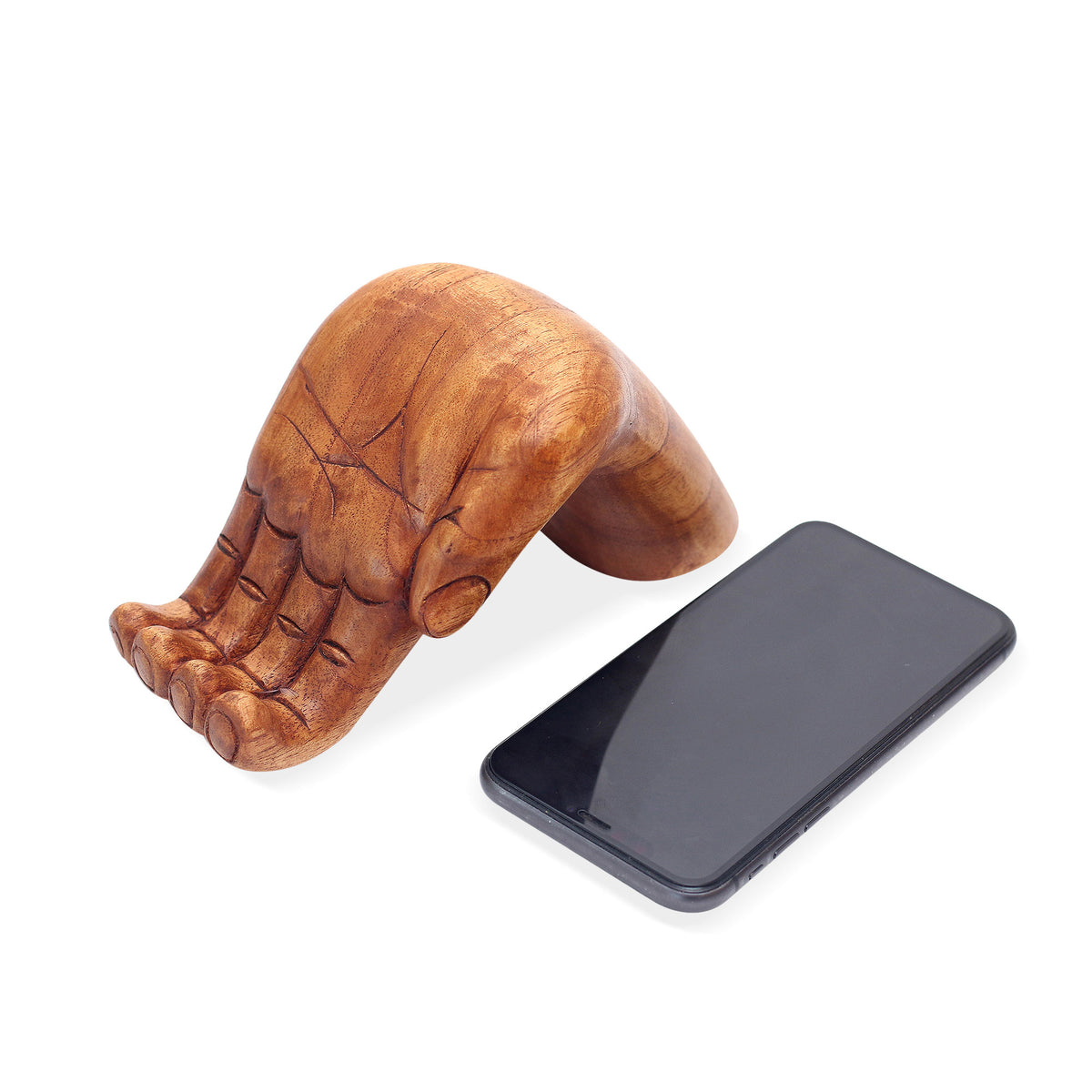 Take My Hand - a Hand Carved Jempinis Wood Phone Stand