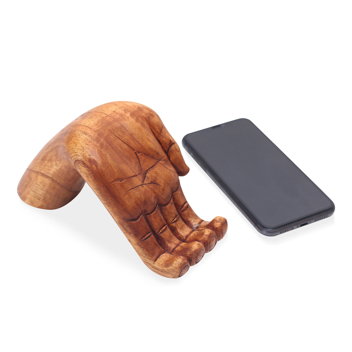 Take My Hand - a Hand Carved Jempinis Wood Phone Stand