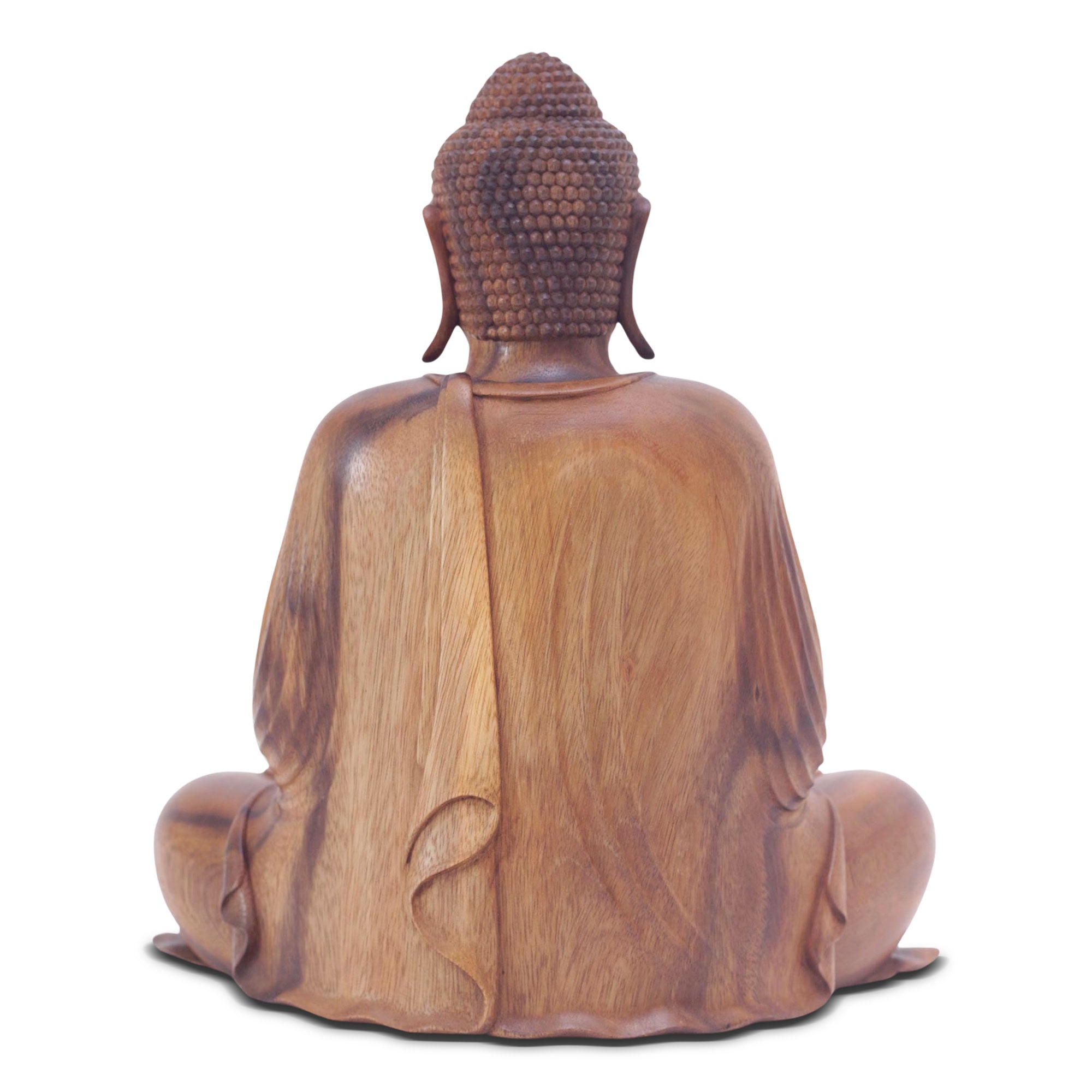 Dhyana Mudra - Hand-Carved Suar Wood Buddha Sculpture with Mudra Gesture