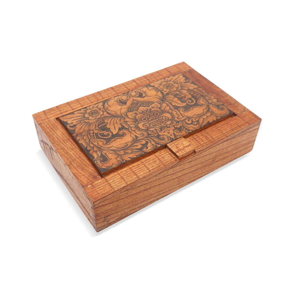 Hand Carved Wood Decorated Jewelry Box from Indonesia - Bhoma Treasure