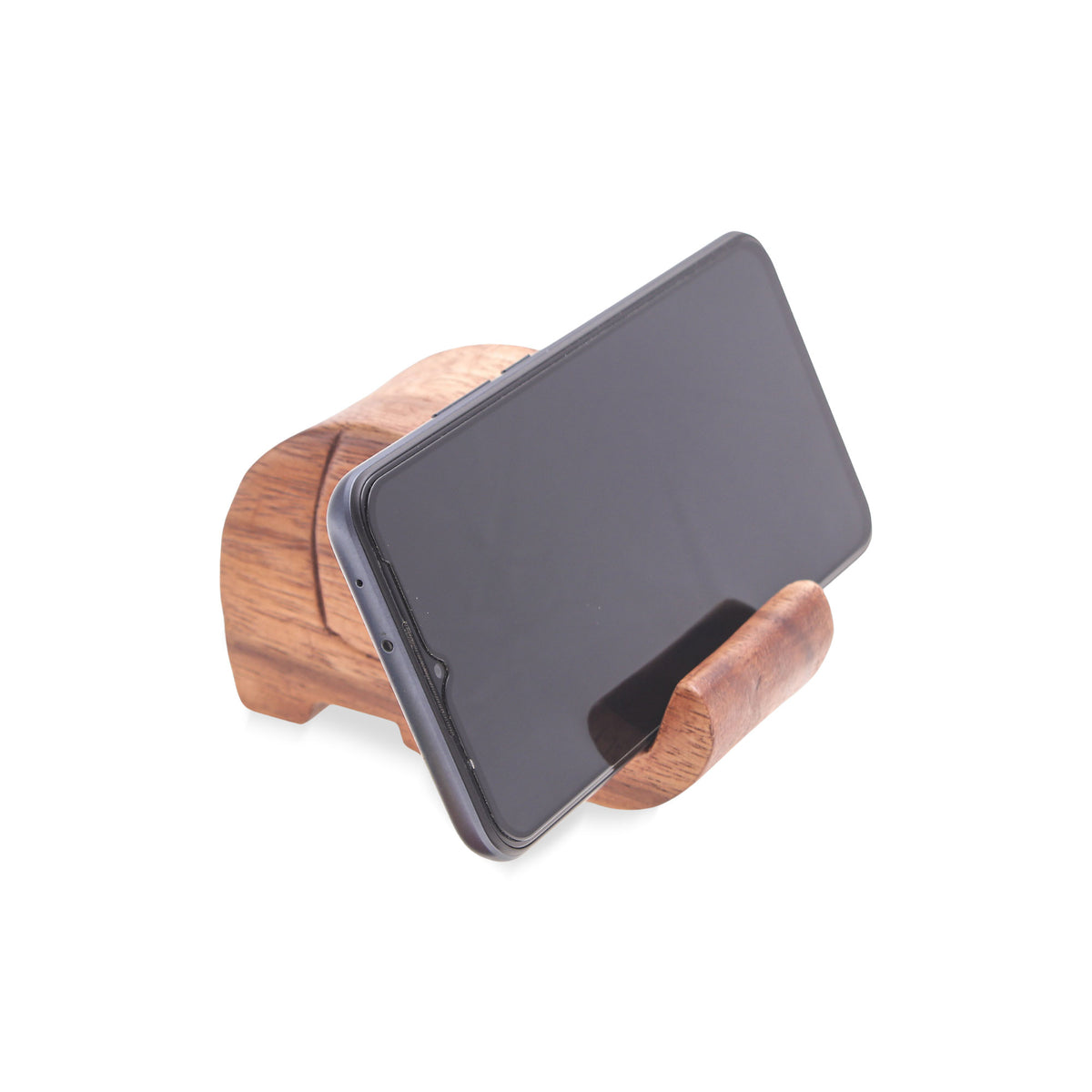 Pretty Elephant - a Hand-Carved Wood Phone Holder