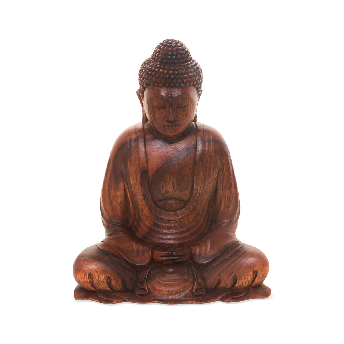 Serenity Buddha - Hand Crafted Balinese Suar Wood Buddha Meditation Statuette