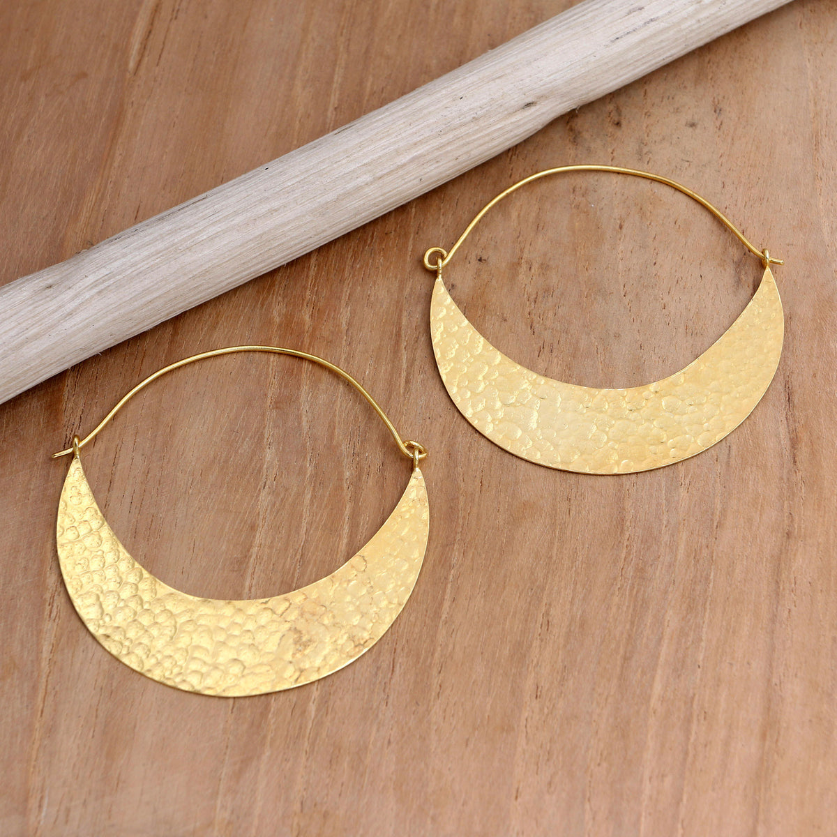 Hand Crafted Gold-Plated Hoop Earrings from Indonesia