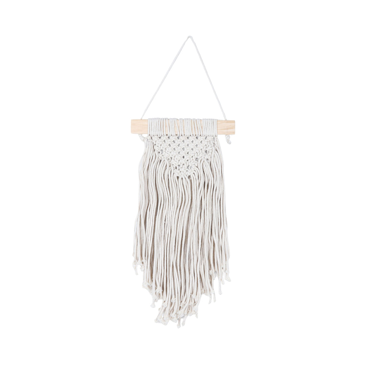 Bohemian Waterfall - a Handcrafted Ivory Cotton Wall Hanging with Pine Wood Rod