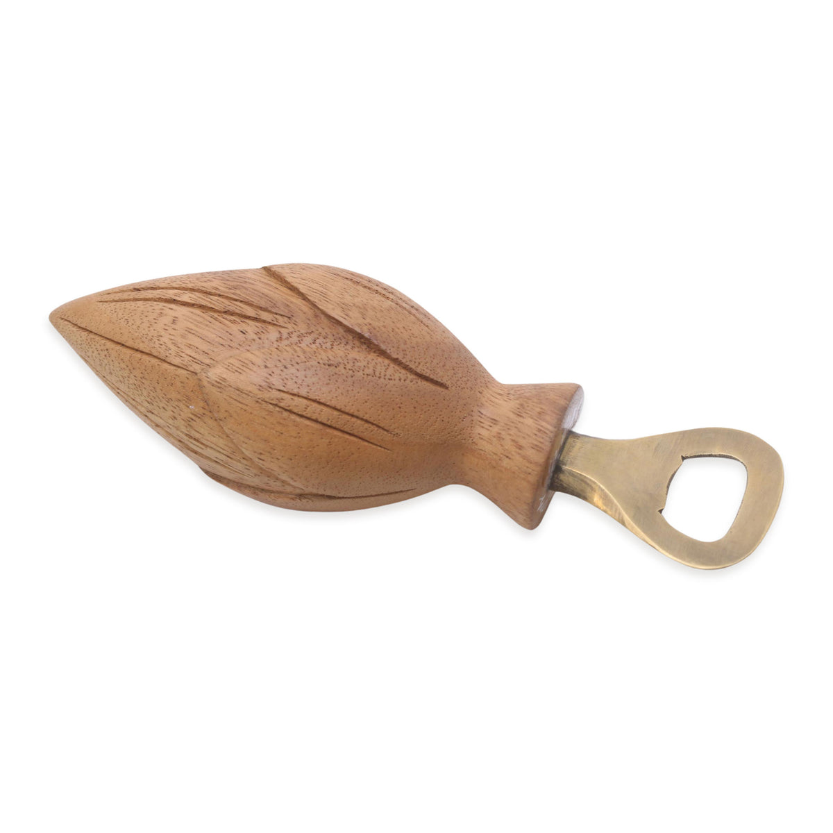 Handcrafted Wood Lotus Bottle Opener in Brown from Bali