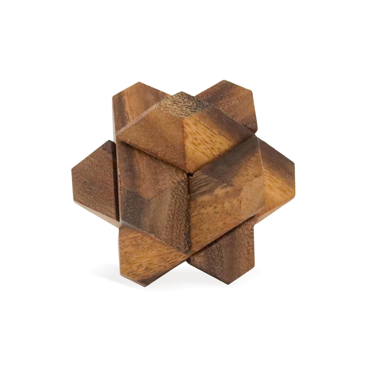 Handcrafted Wood Star-Shaped Puzzle from Thailand - Star Challenge