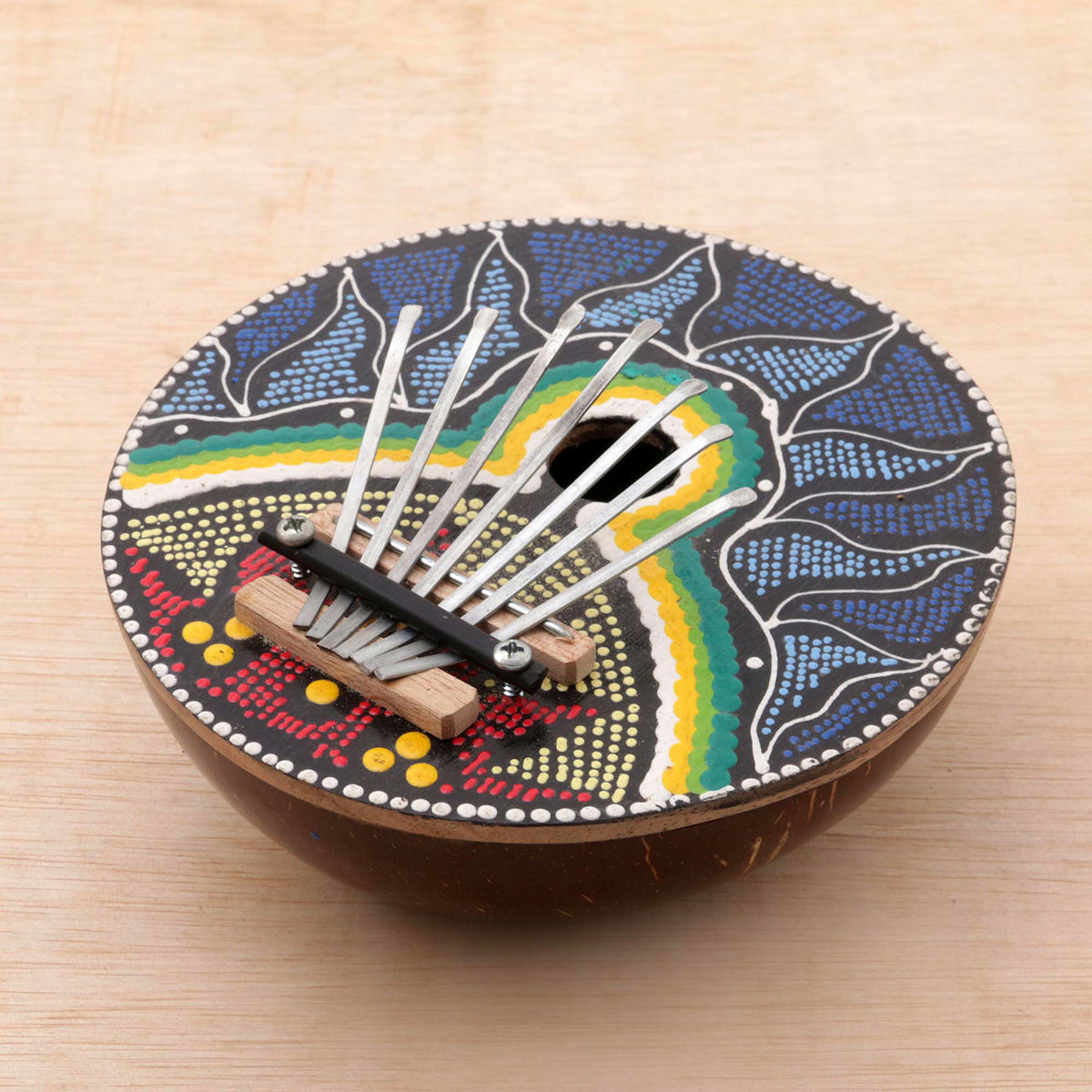 Handmade Coconut Shell and Wood Kalimba Thumb Piano