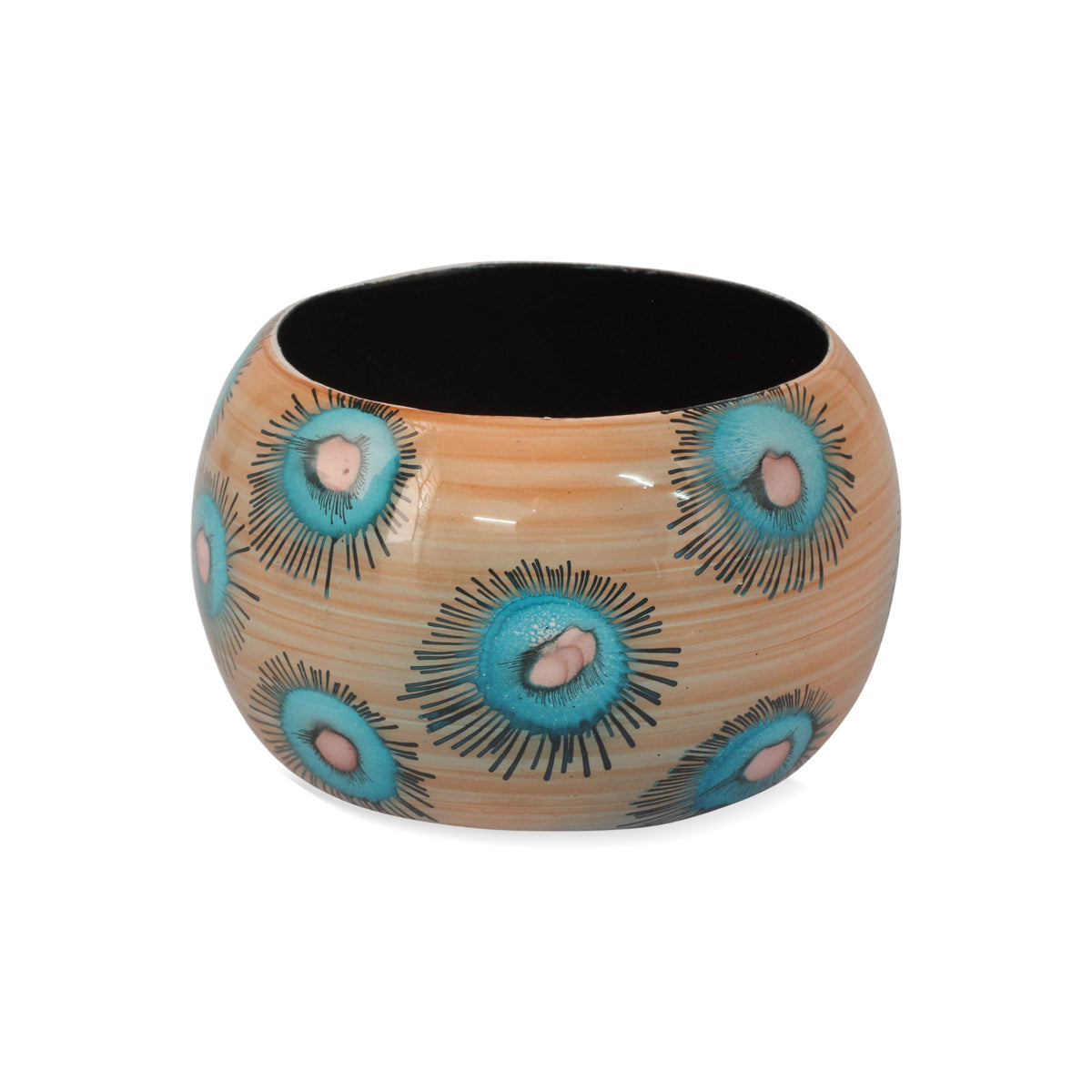 Blue Anemone - a Handmade Floral Wood Bangle Bracelet