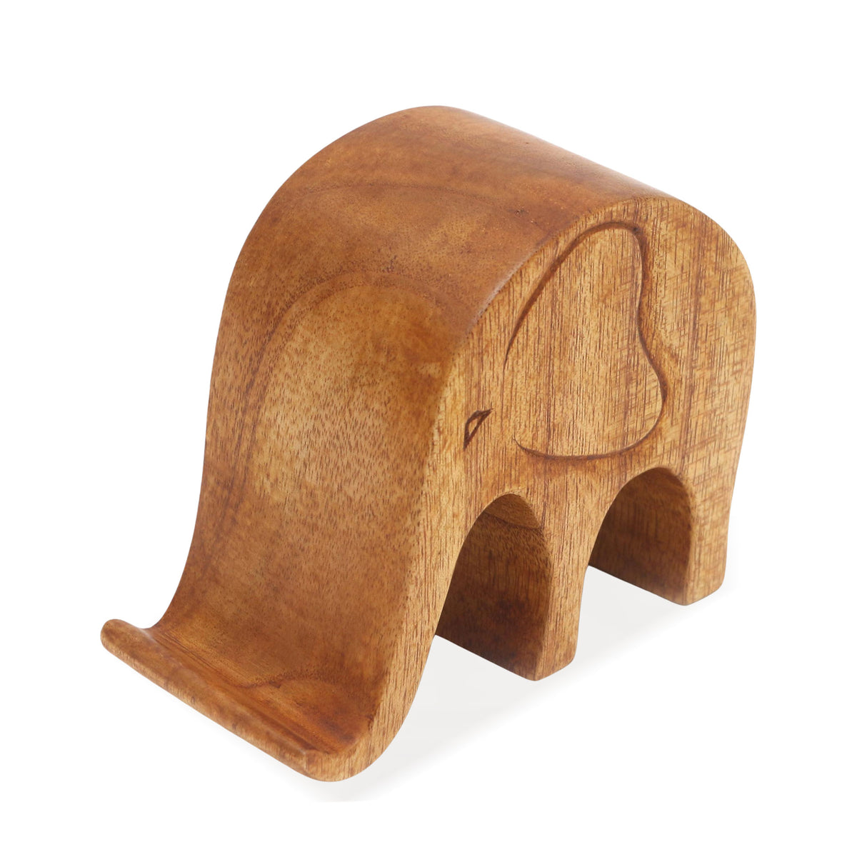 Handmade Jempinis Wood Elephant Phone Stand - Dialing Elephant
