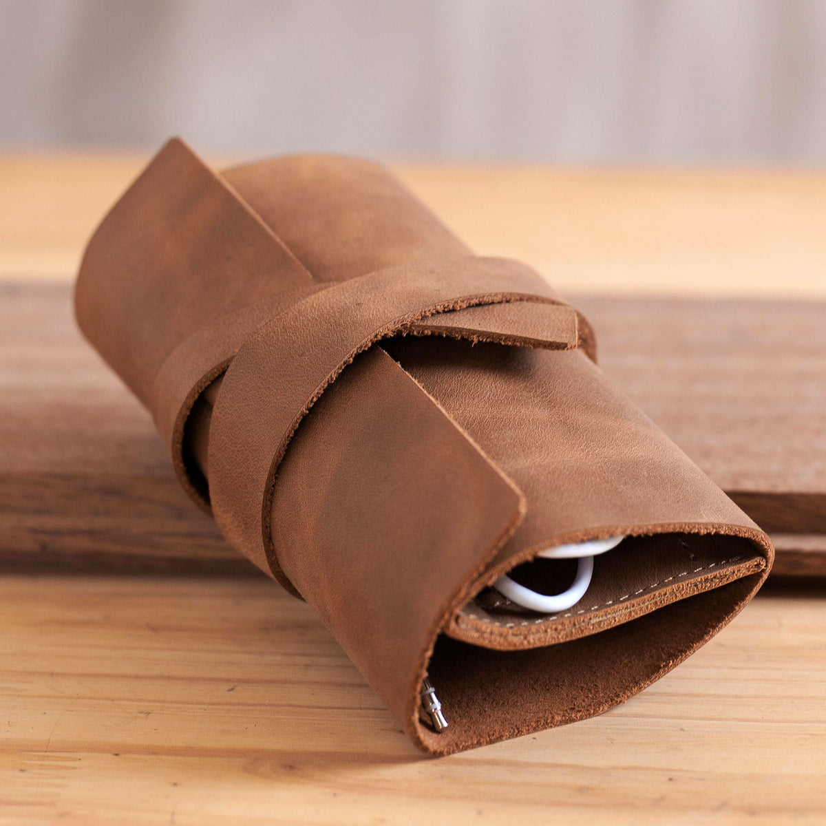 Handmade Leather Cable Case with Straps