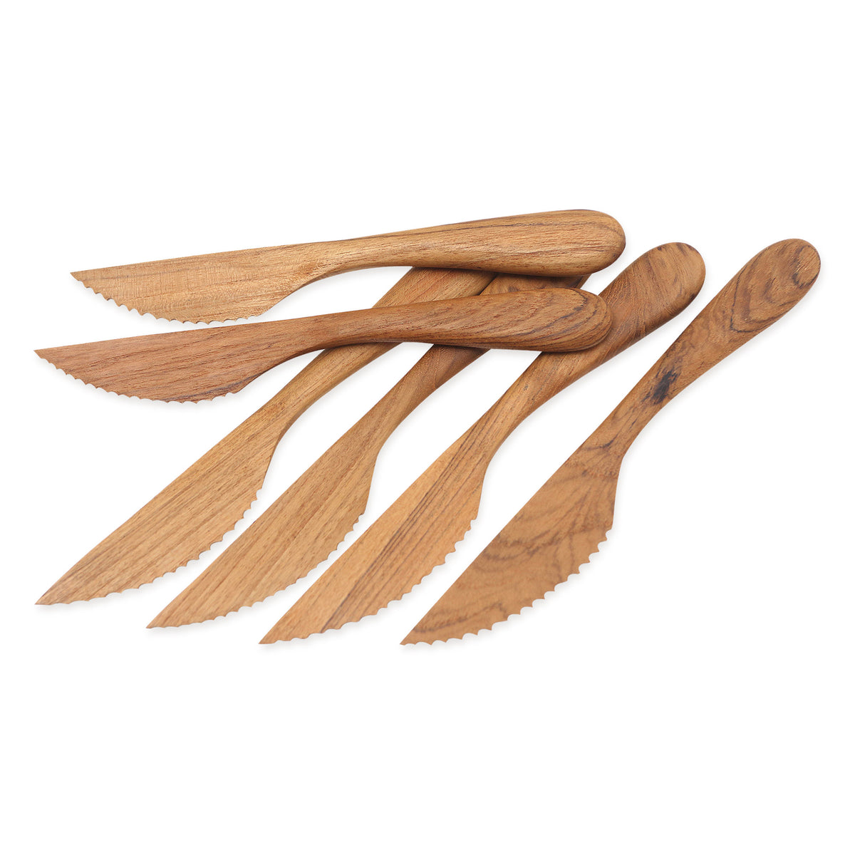 Set of 6 Handmade Teak Wood Dinner Knives from Bali