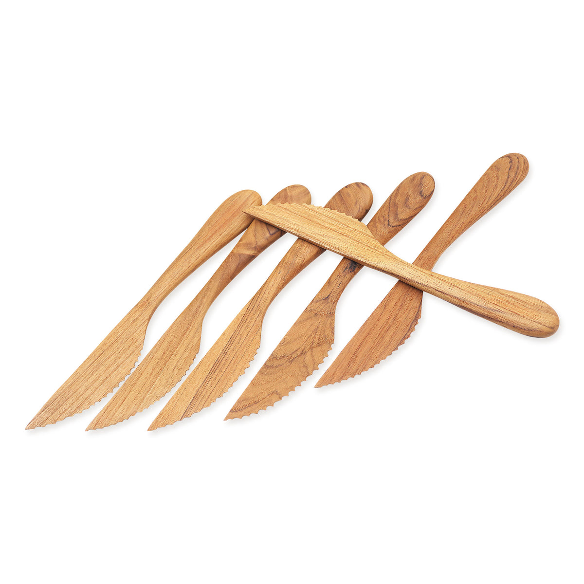 Set of 6 Handmade Teak Wood Dinner Knives from Bali