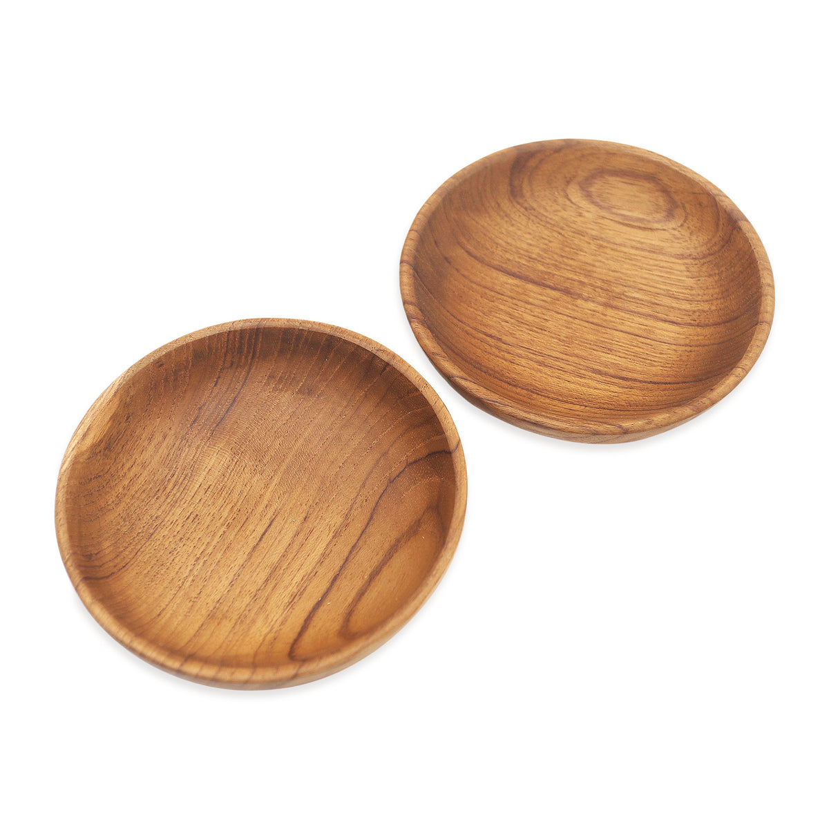 A Pair of Handmade Teak Wood Snack Bowls from Bali
