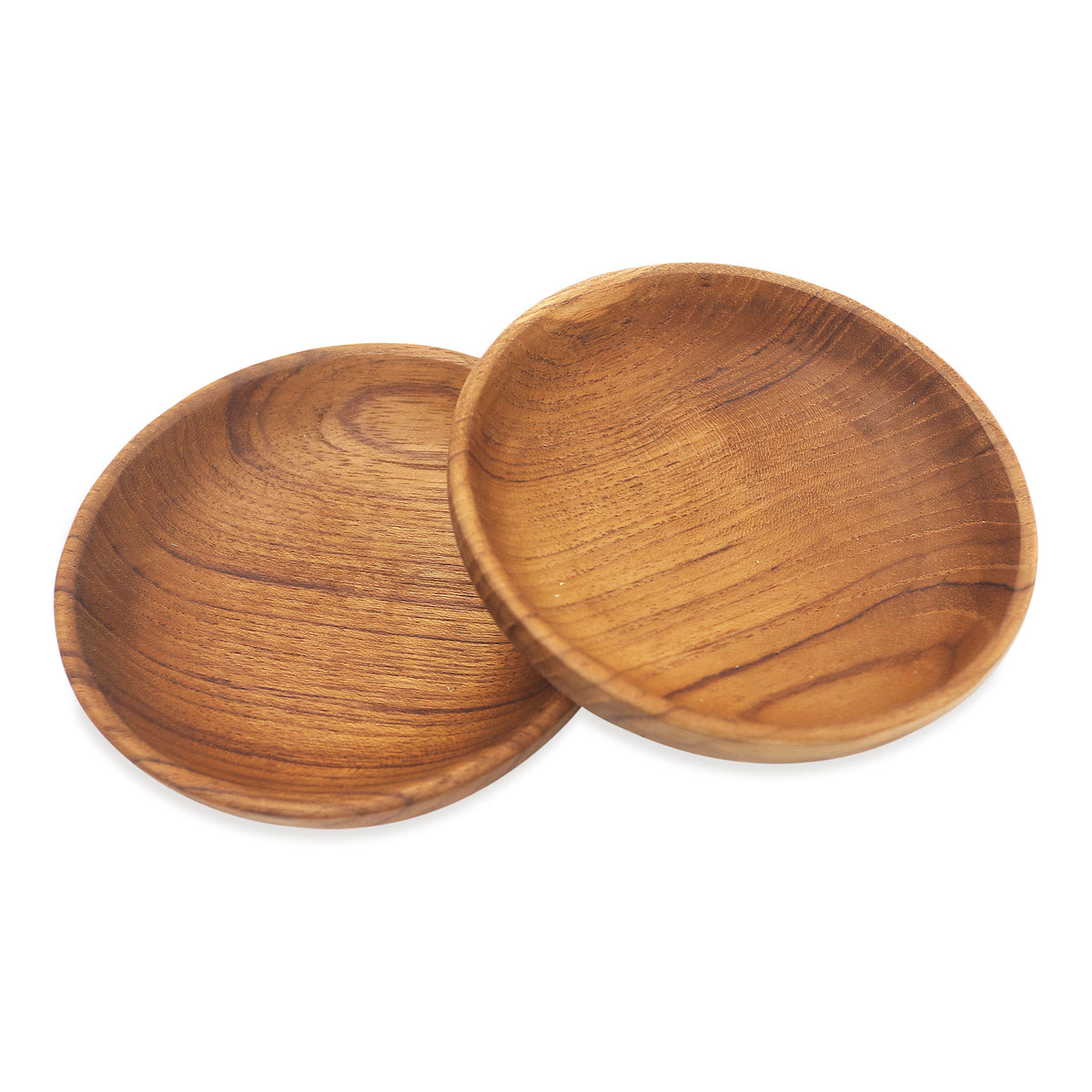 A Pair of Handmade Teak Wood Snack Bowls from Bali