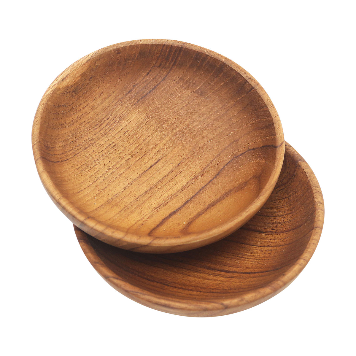 A Pair of Handmade Teak Wood Snack Bowls from Bali