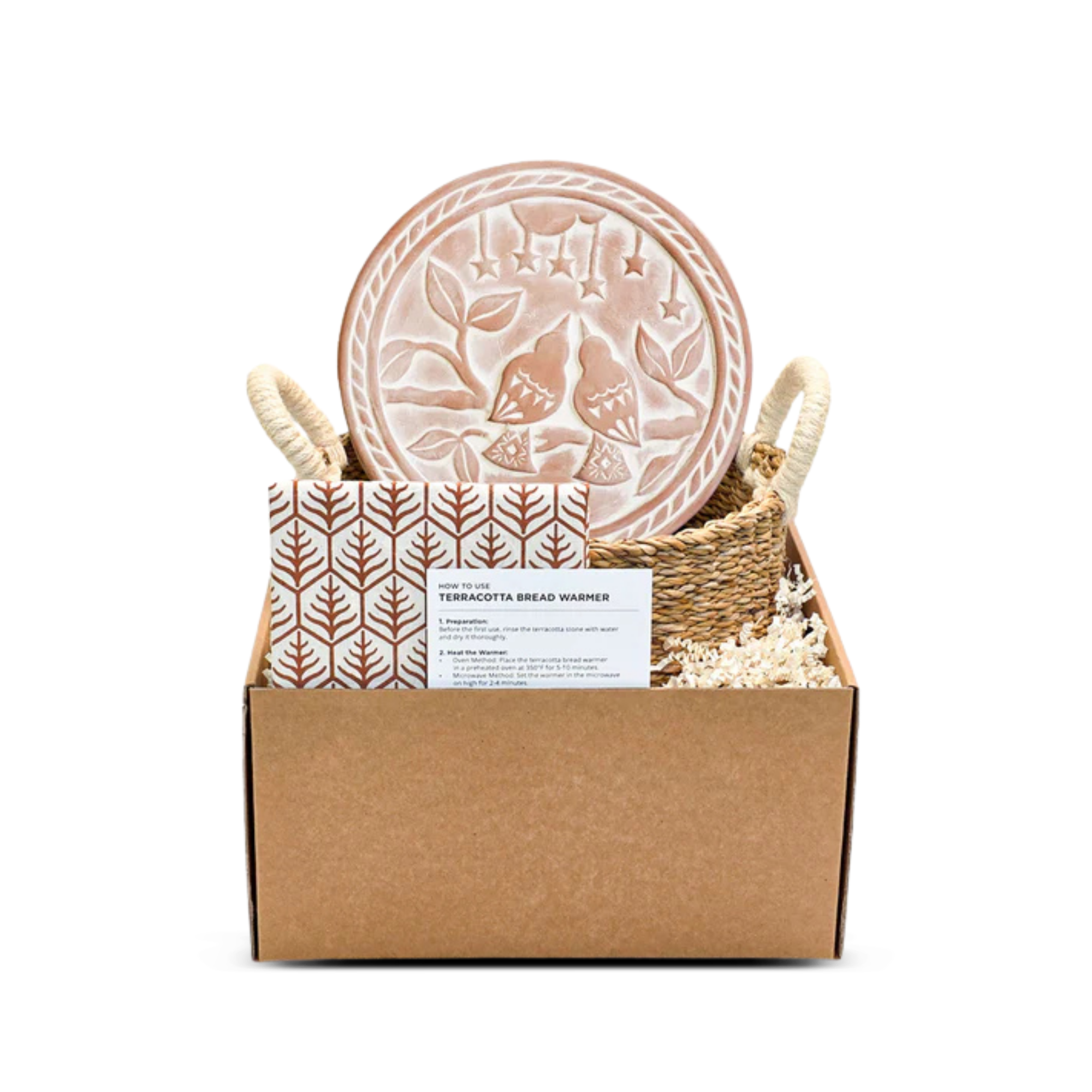 Bread Warmer & Basket with Tea Towel Round Gift Set