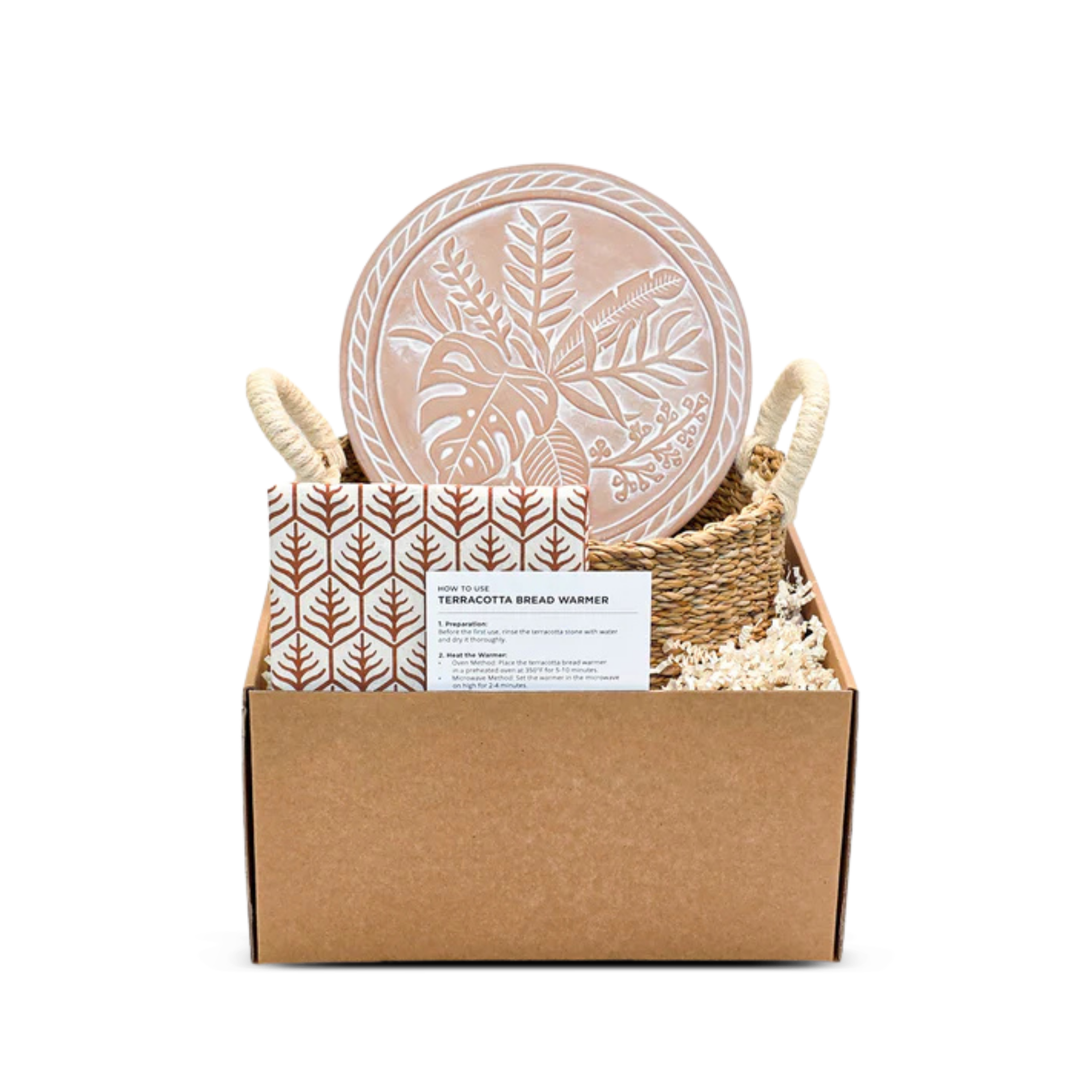 Bread Warmer & Basket with Tea Towel Round Gift Set