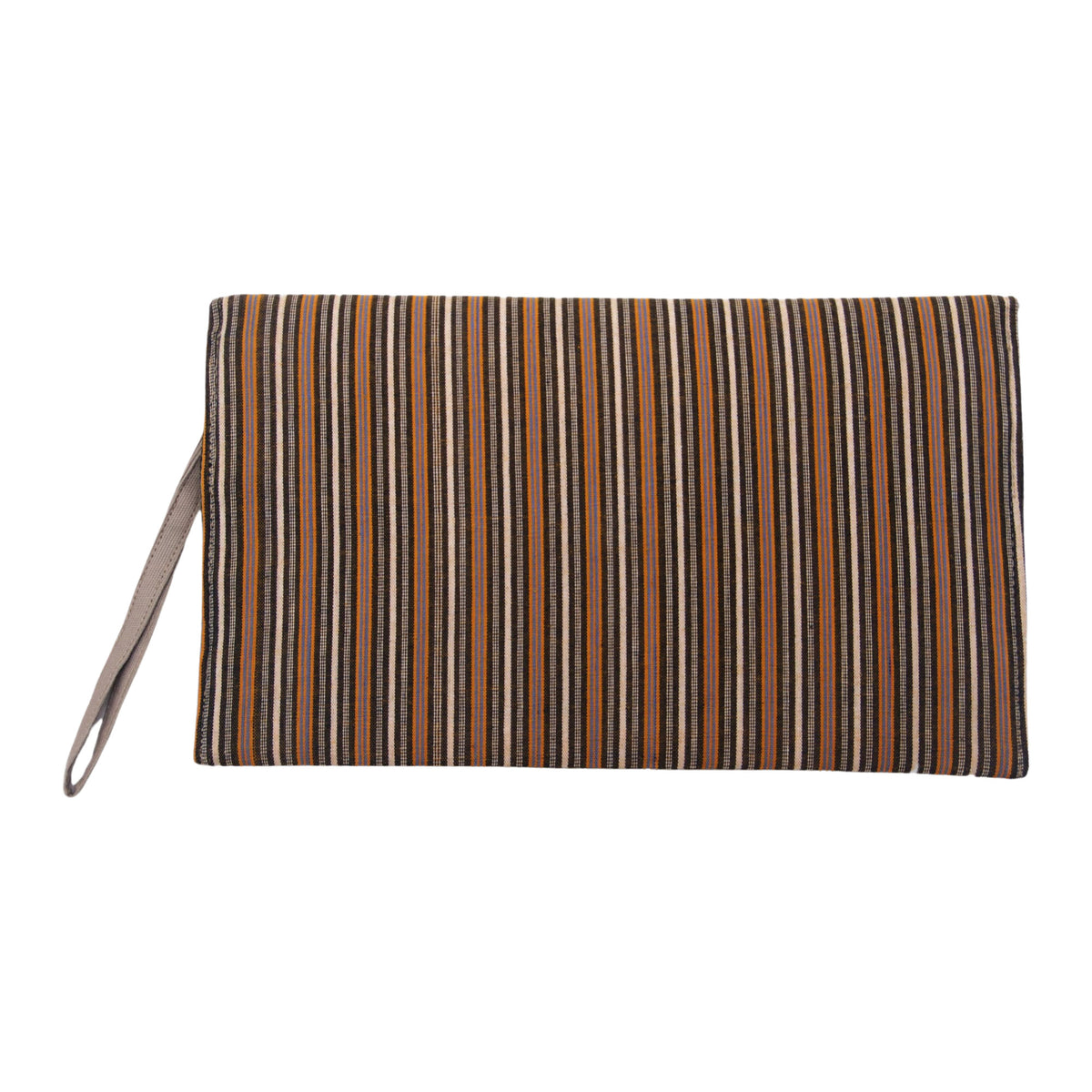 Khaki and Orange Cotton Wristlet Clutch with Interior Pocket - Lurik Amplop Khaki