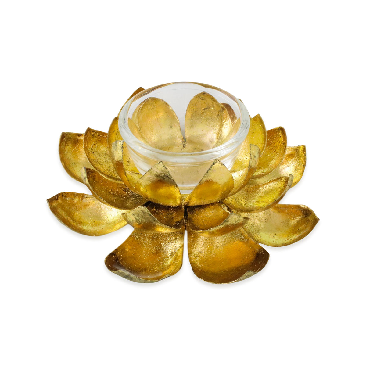 Gleaming Lotus - A Lotus Shaped Steel Tealight Holder from Thailand