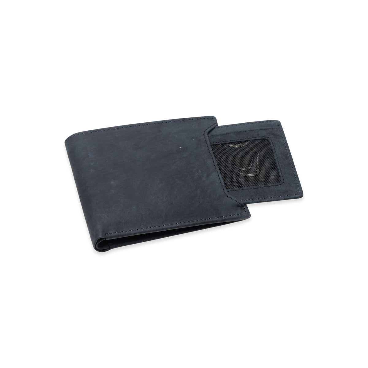 Modern Essentials in Black - Men's Black Leather Bi-Fold Wallet with Removable ID Holder