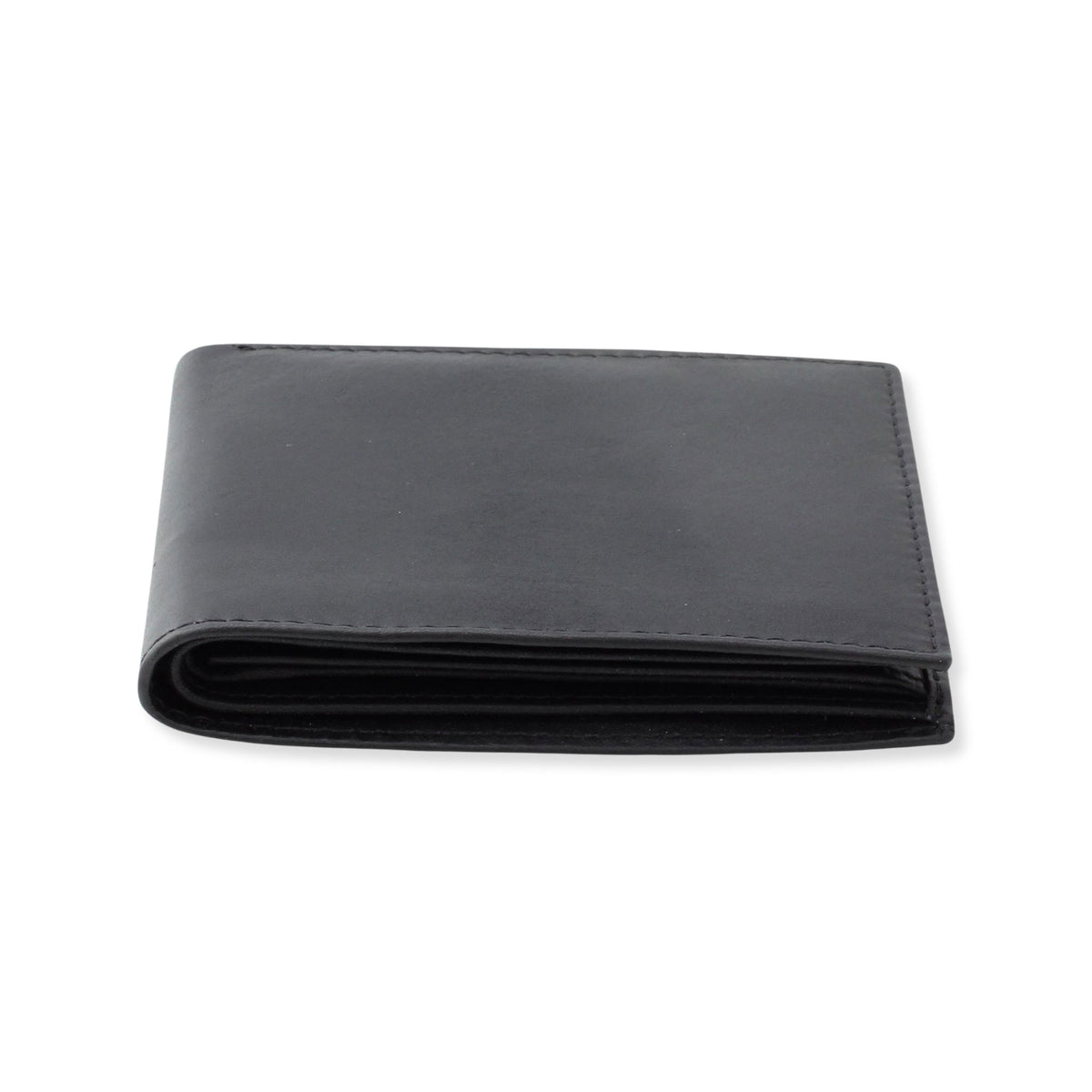 Traditional Black Leather Wallet with Lined Internal Pockets