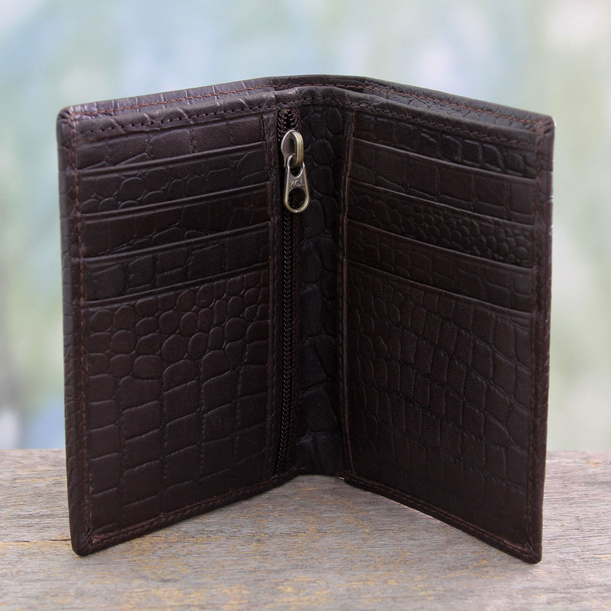 Compact and Slim Brown Leather Wallet