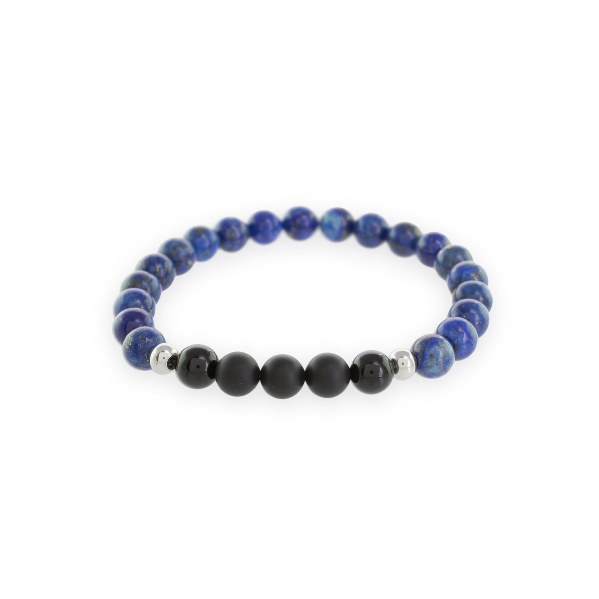 Captivating Bracelet for Men - Men's Lapis Lazuli and Agate Beaded Stretch Bracelet