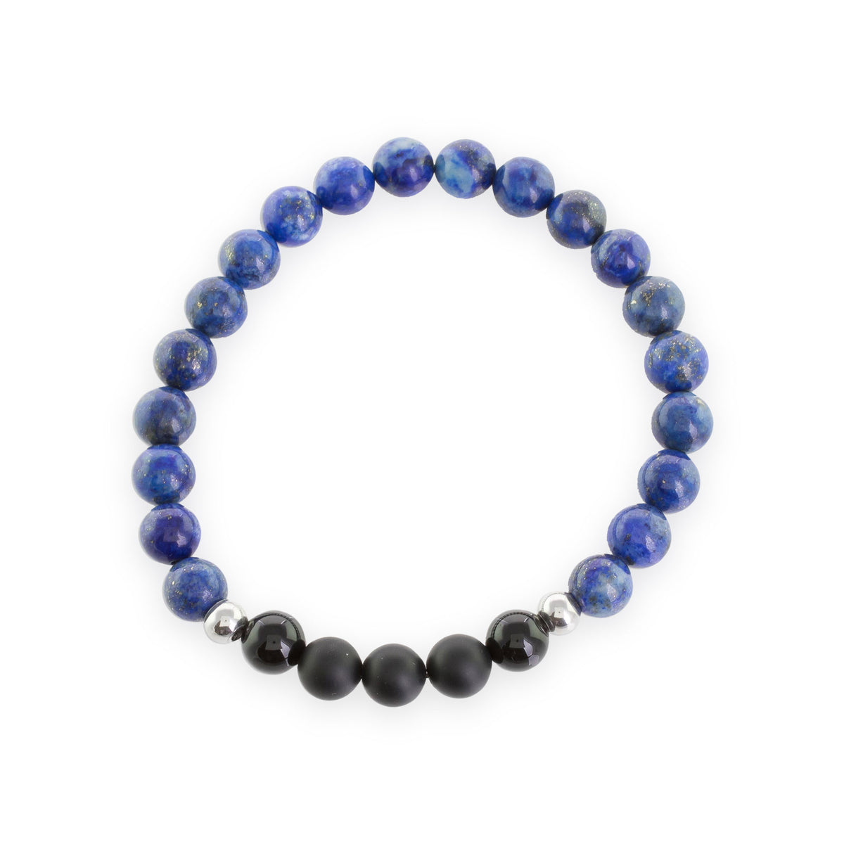 Captivating Bracelet for Men - Men's Lapis Lazuli and Agate Beaded Stretch Bracelet