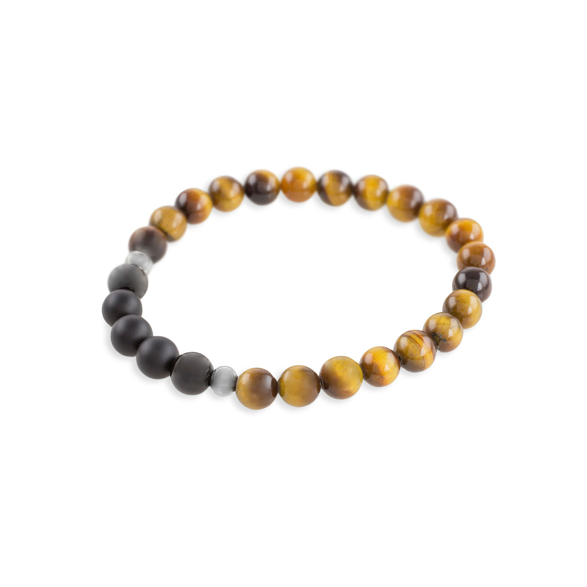 Magnitude - Men's Tiger's Eye and Black Agate Stretch Bracelet