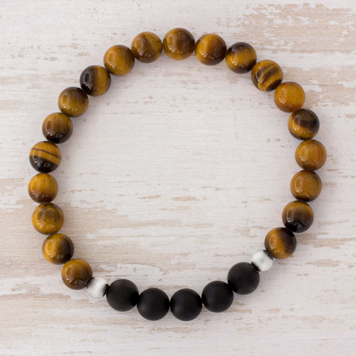 Magnitude - Men's Tiger's Eye and Black Agate Stretch Bracelet